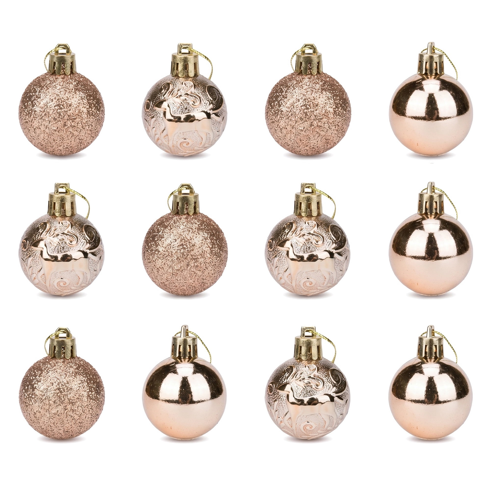 Unique Bargains 12Pcs Christmas Tree Ornaments Hanging Baubles Shatterproof Champagne 1.6"