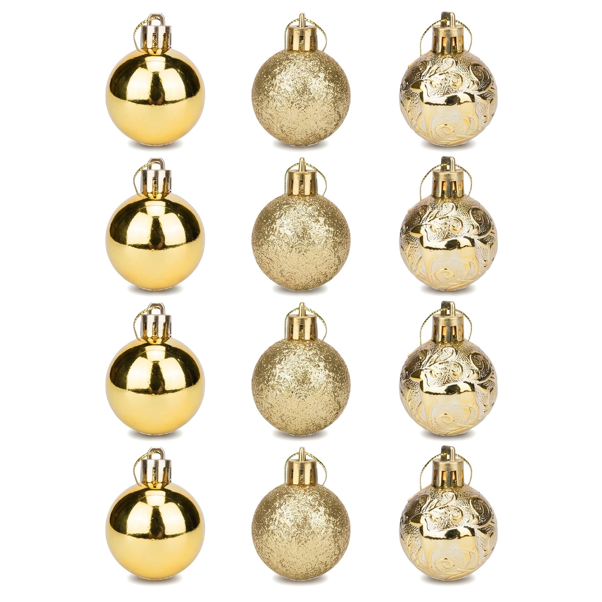 Unique Bargains 12Pcs Christmas Tree Ornaments Hanging Baubles Shatterproof Gold 1.6"
