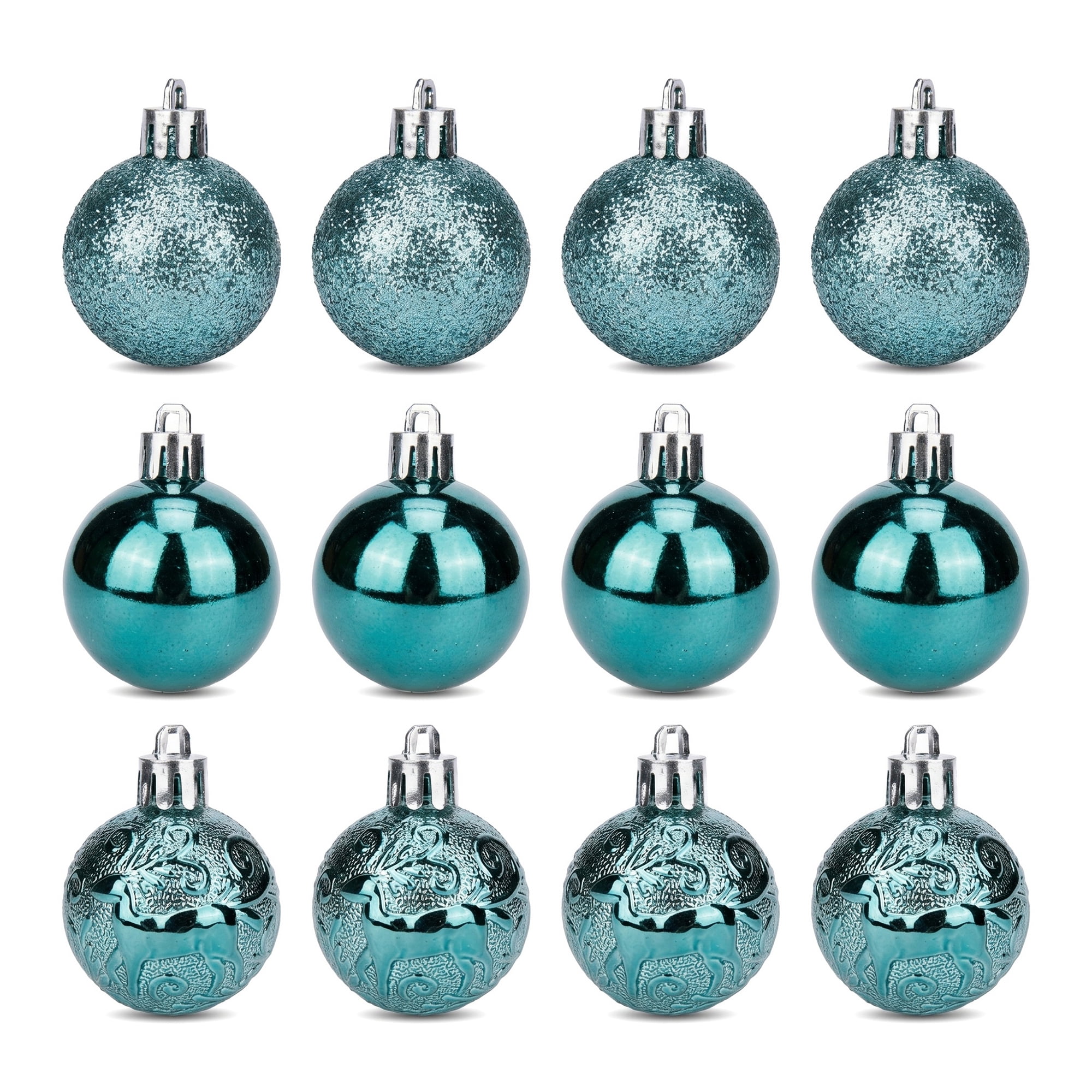 Unique Bargains 12Pcs Christmas Tree Ornaments Hanging Baubles Shatterproof Green 1.6"