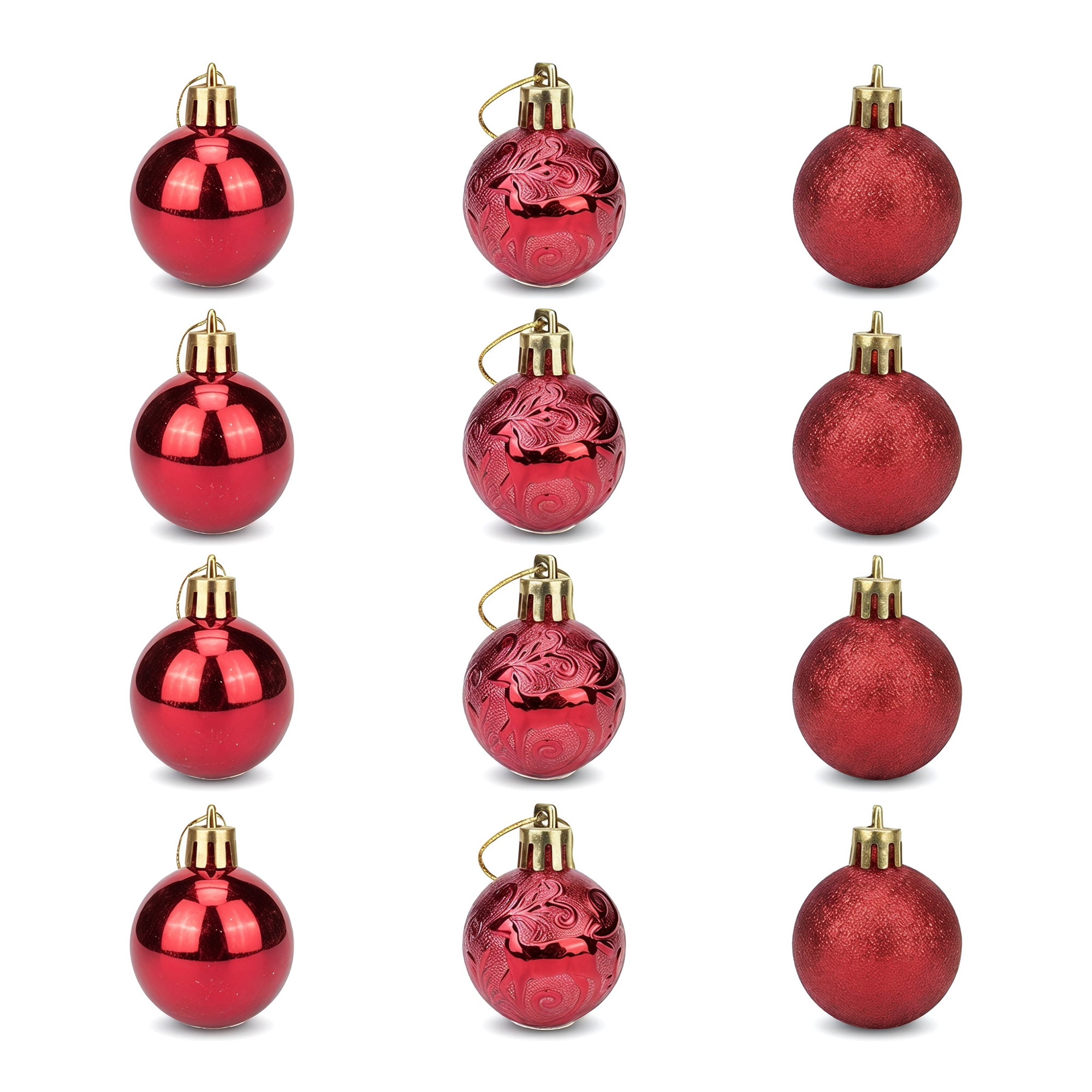 Unique Bargains 12Pcs Christmas Tree Ornaments Hanging Baubles Shatterproof Red 1.6"