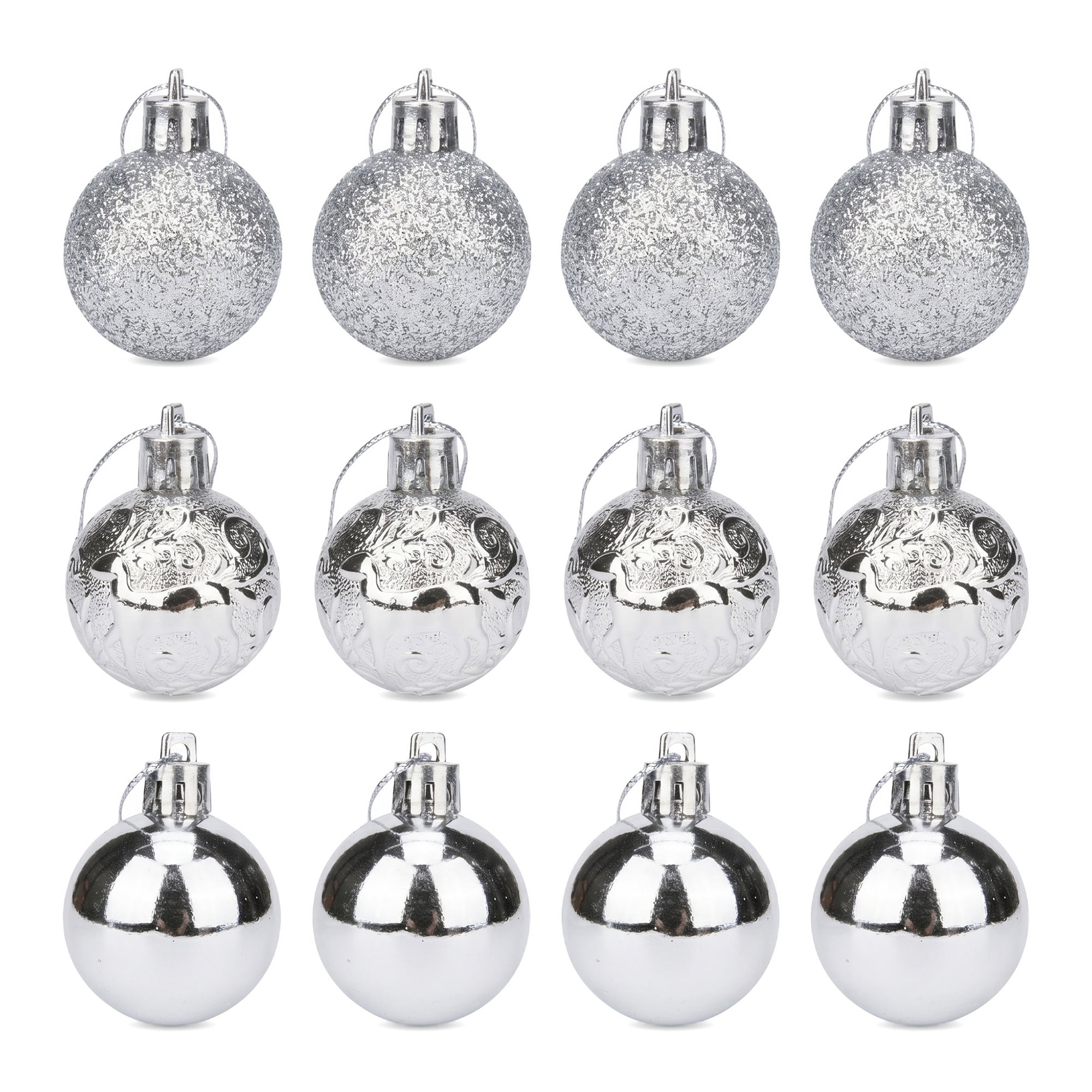 Unique Bargains 12Pcs Christmas Tree Ornaments Hanging Baubles Shatterproof White 1.6"