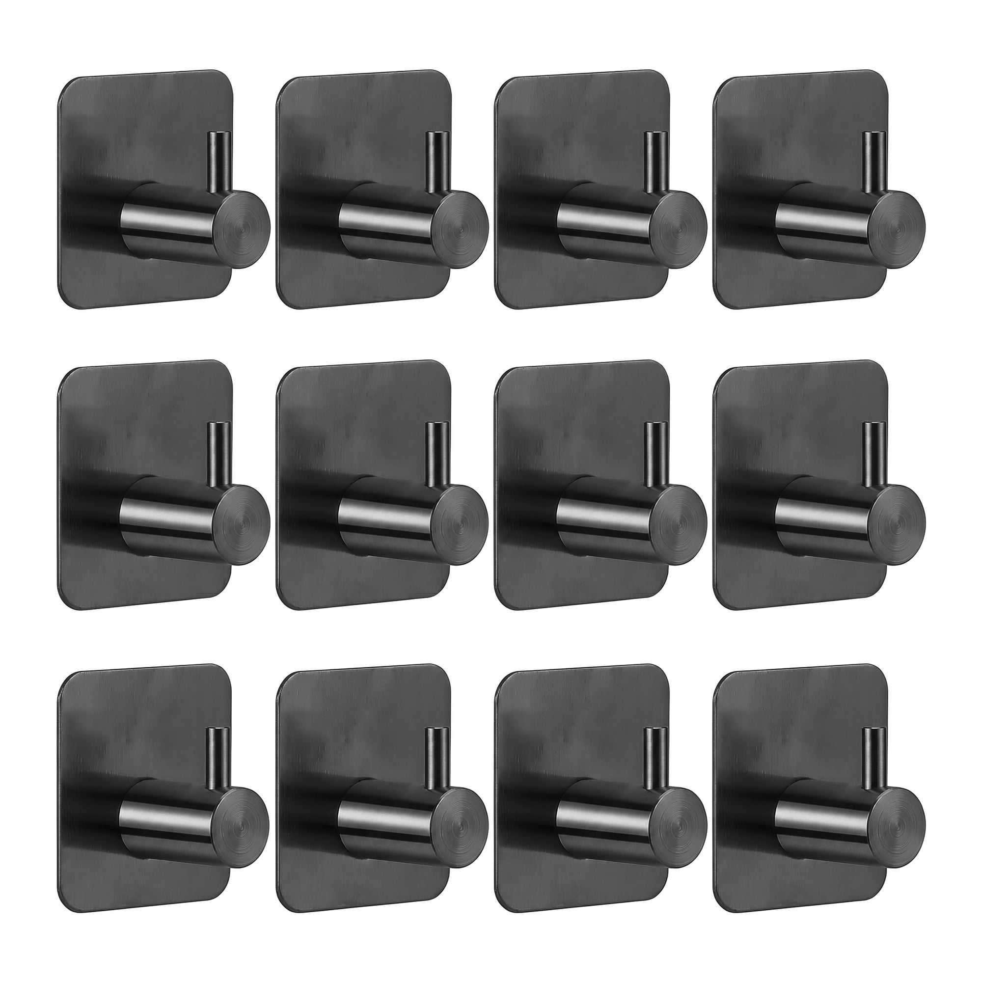 Unique Bargains 12Pcs Durable Metal Utility Adhesive Wall Hooks Black