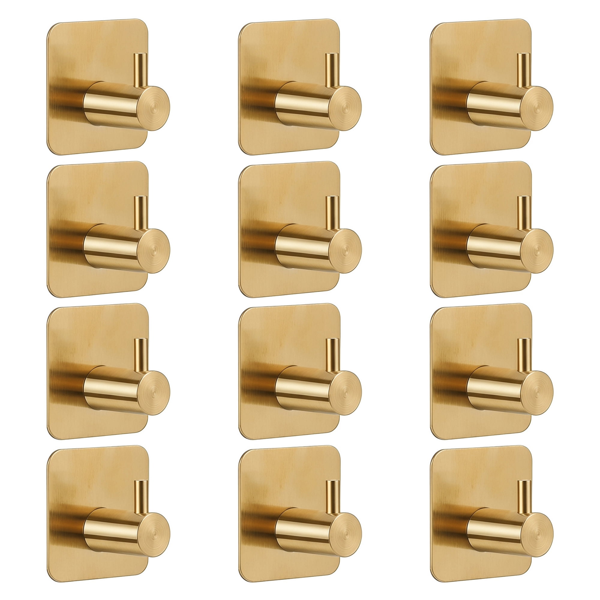 Unique Bargains 12Pcs Durable Metal Utility Adhesive Wall Hooks Gold