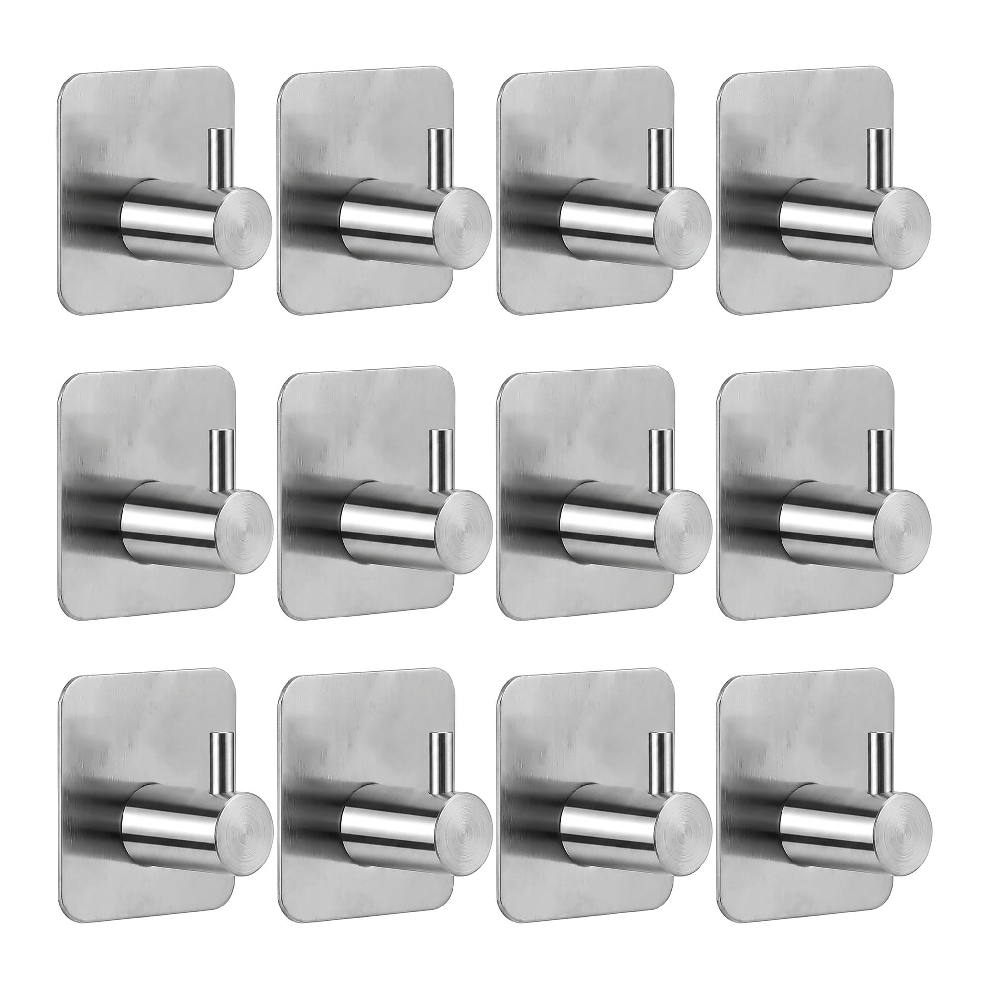 Unique Bargains 12Pcs Durable Metal Utility Adhesive Wall Hooks Silver