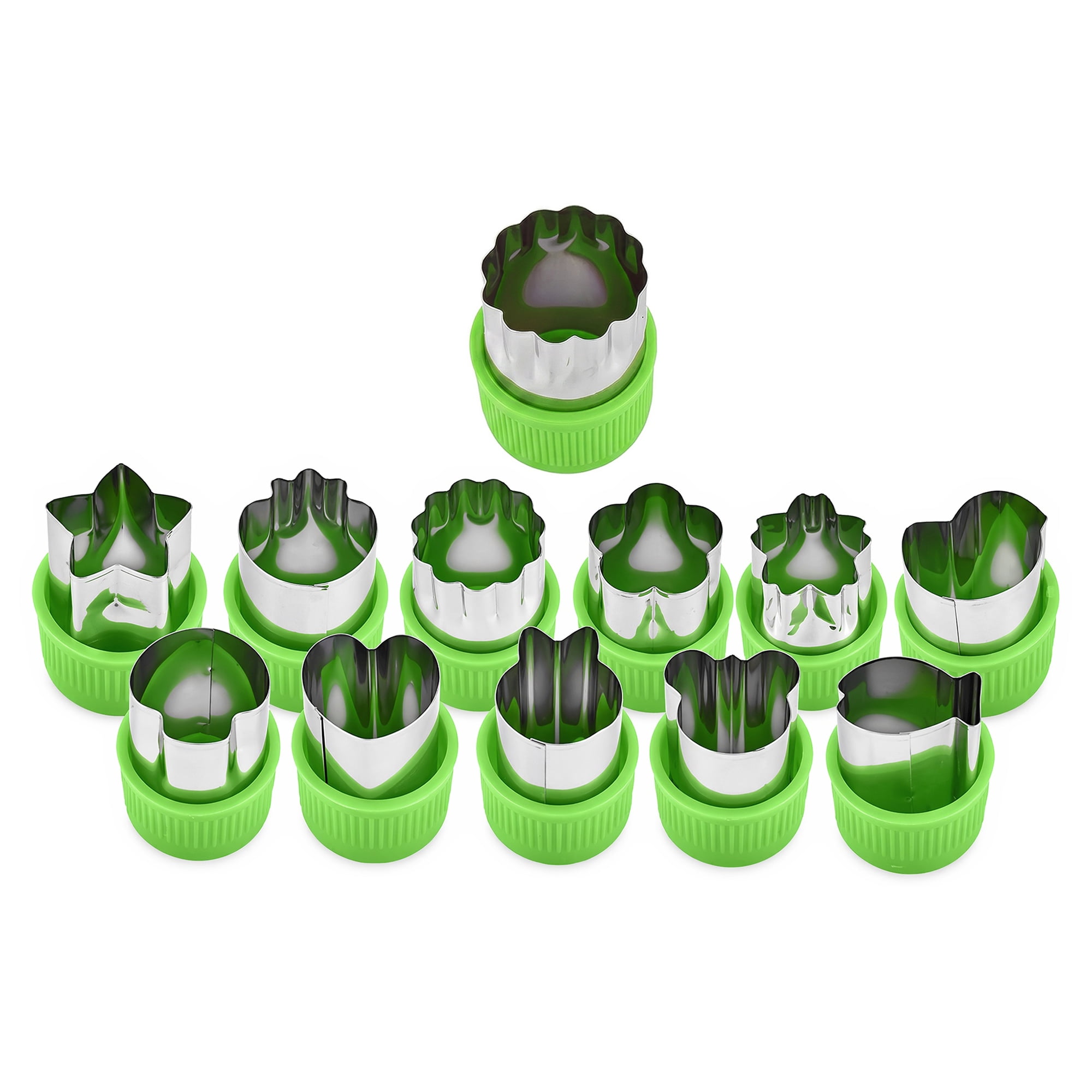 Unique Bargains 12Pcs Handheld Metal Biscuit Cutter Set with Cushioned Handle Green 12Pcs
