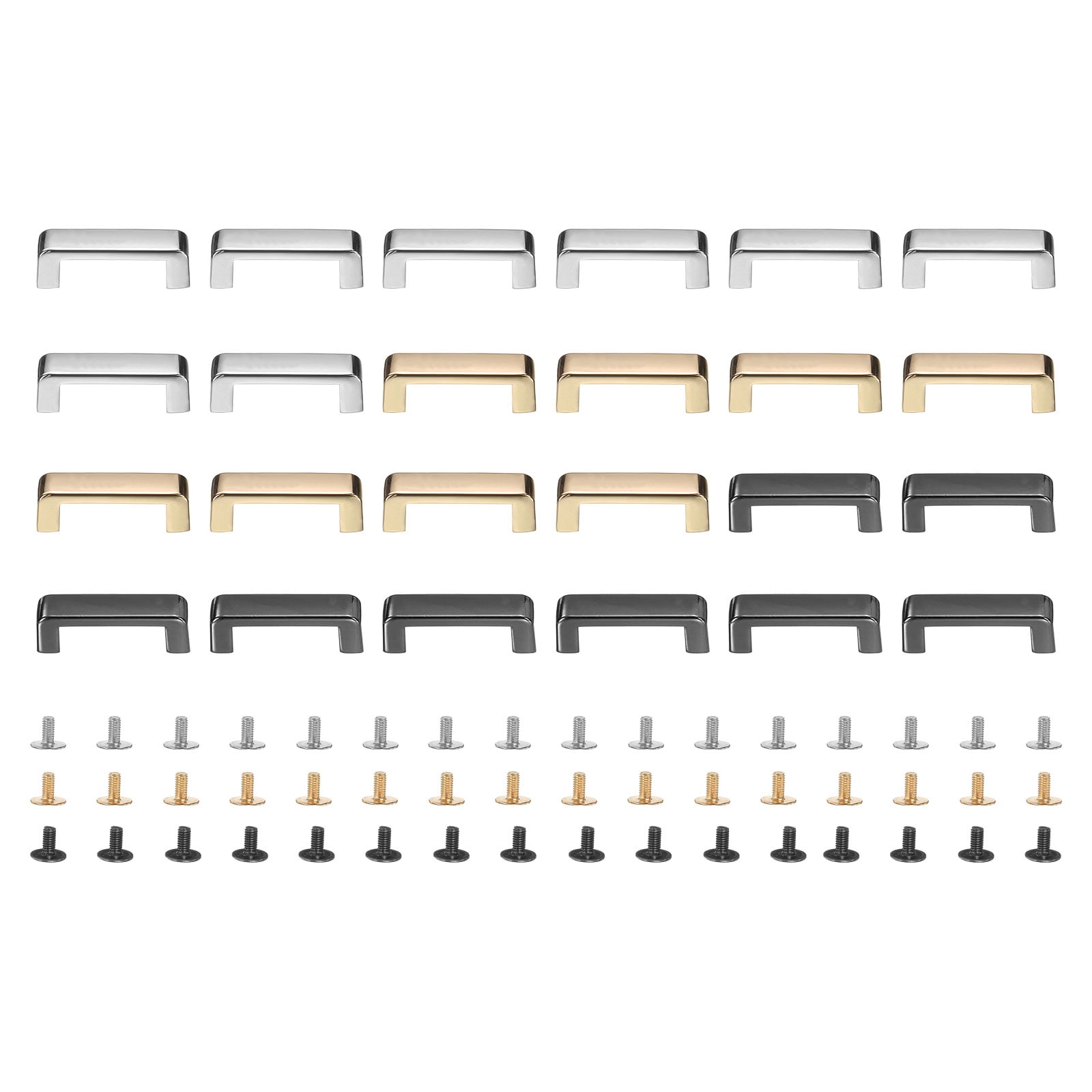 Unique Bargains 12Pcs Metal D-Ring Buckles for Leather Crafts (Grey/Black/Light Gold)