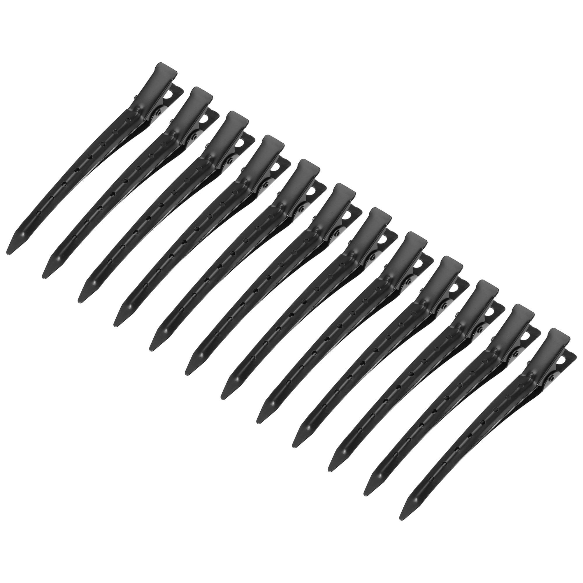 Unique Bargains 12Pcs Metal Durk Bill Non-Slip Hair Clip Black
