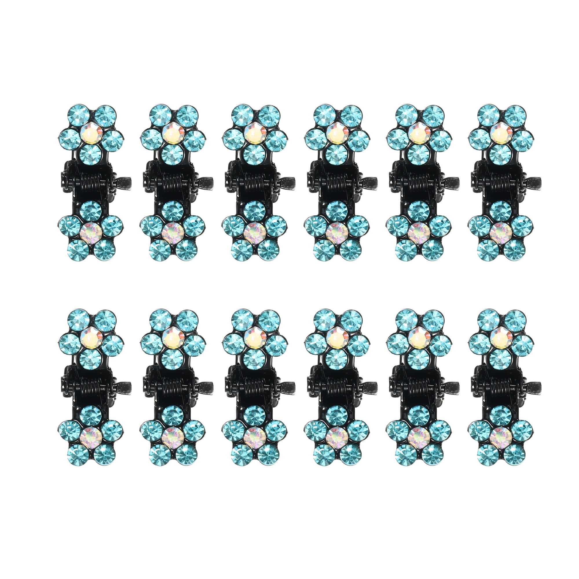 Unique Bargains 12Pcs Mini Hair Claw Clip Small Rhinestone Clips Blue