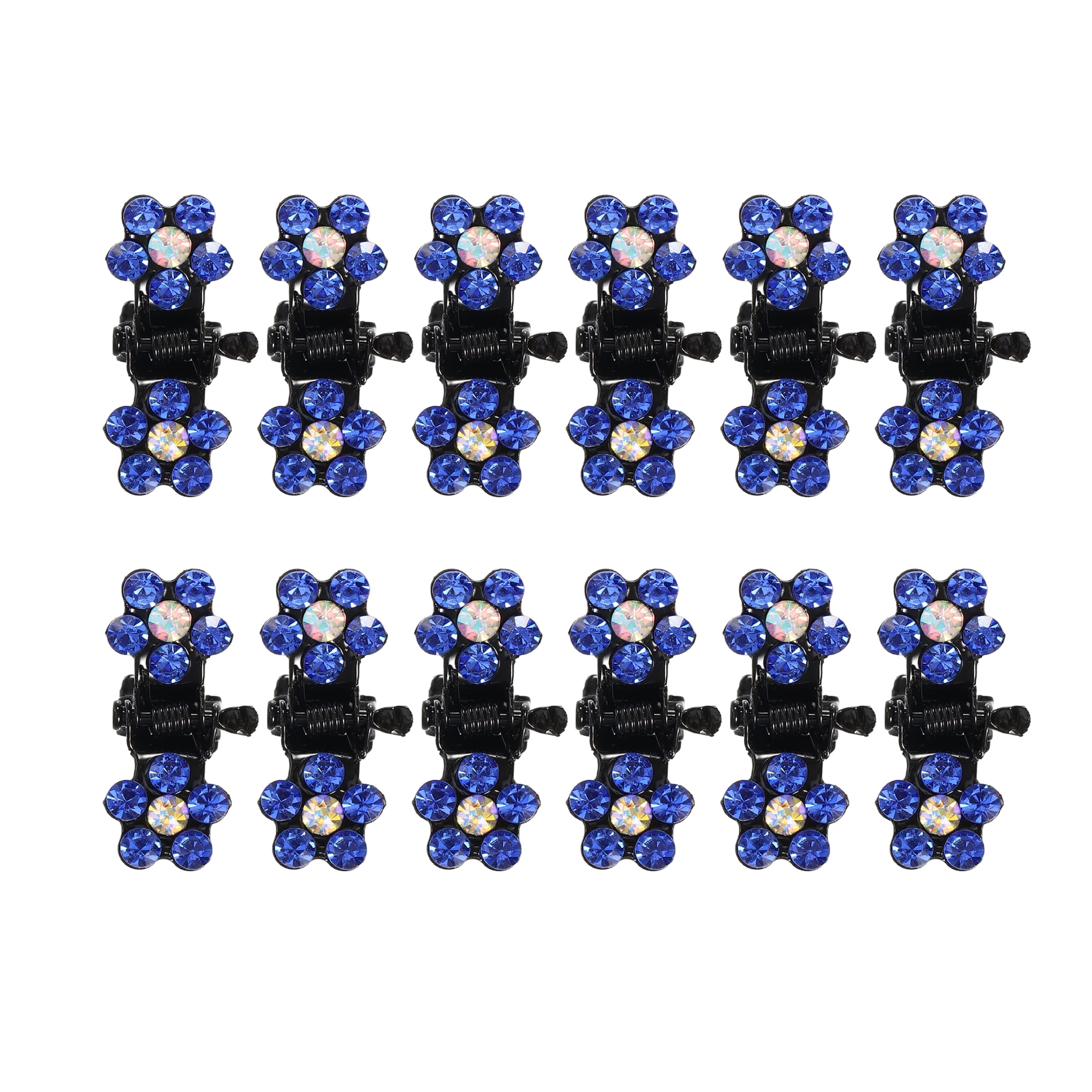 Unique Bargains 12Pcs Mini Hair Claw Clip Small Rhinestone Clips Dark Blue