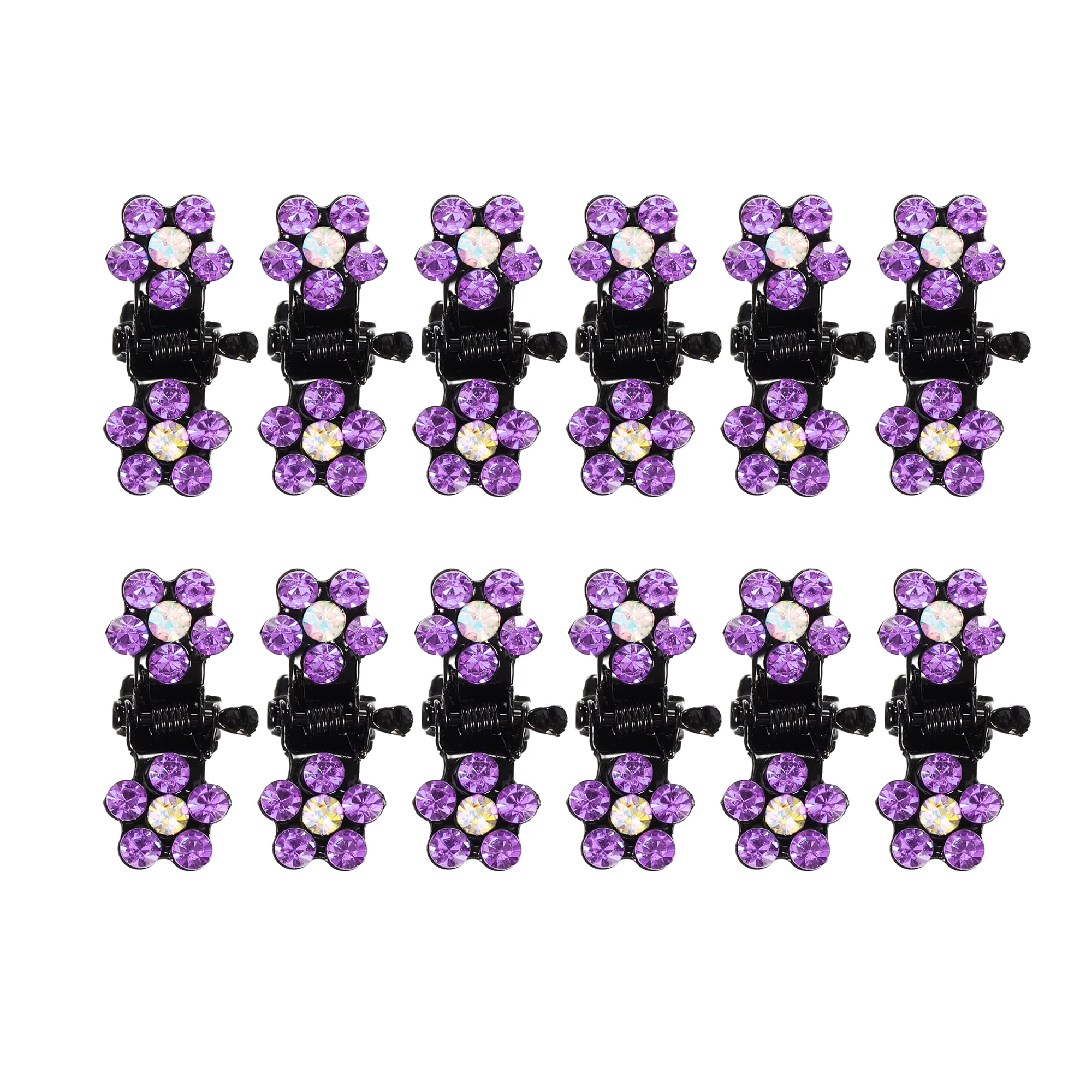 Unique Bargains 12Pcs Mini Hair Claw Clip Small Rhinestone Clips Purple