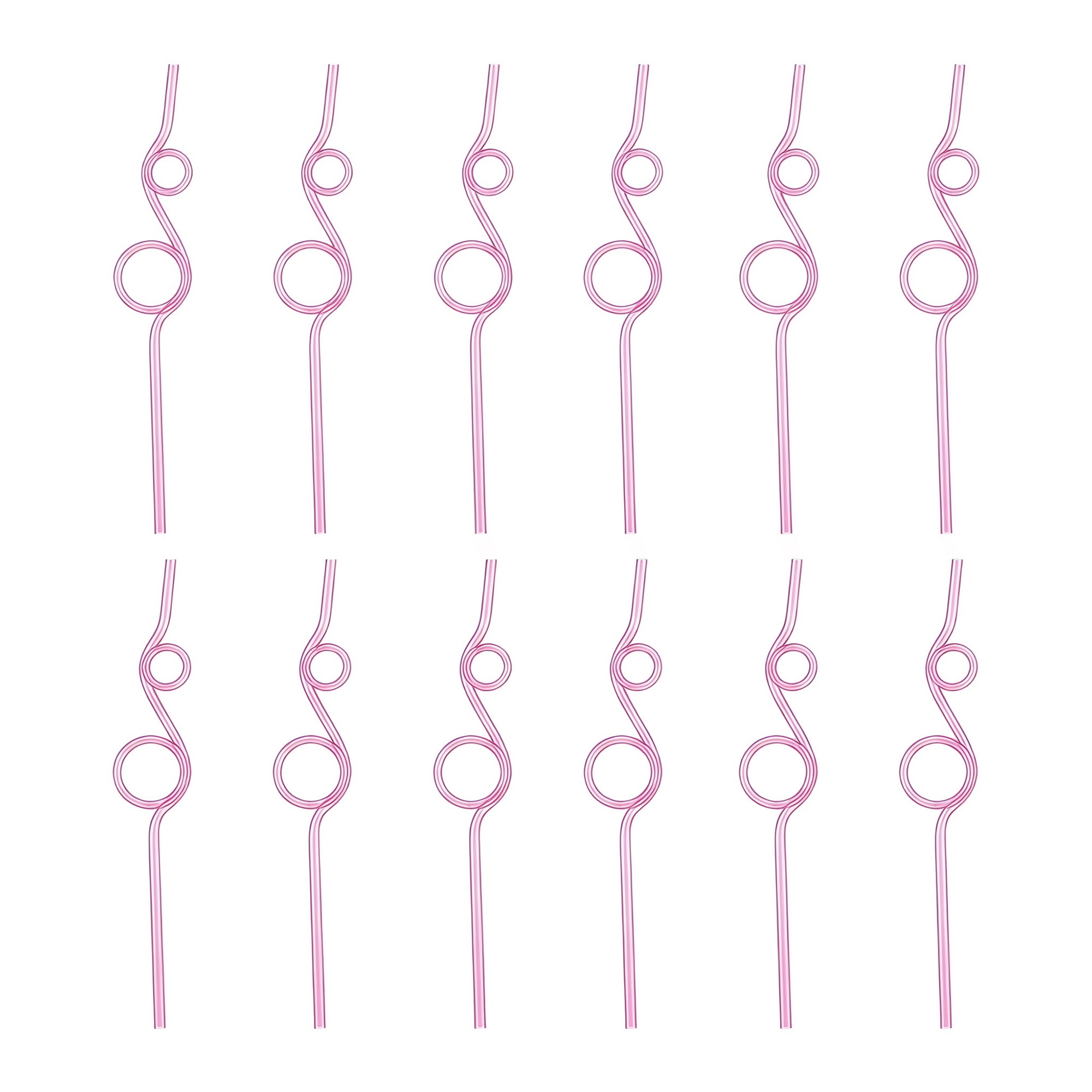 Unique Bargains 12Pcs Plastic Solid Color Long Drinking Straws Light Pink