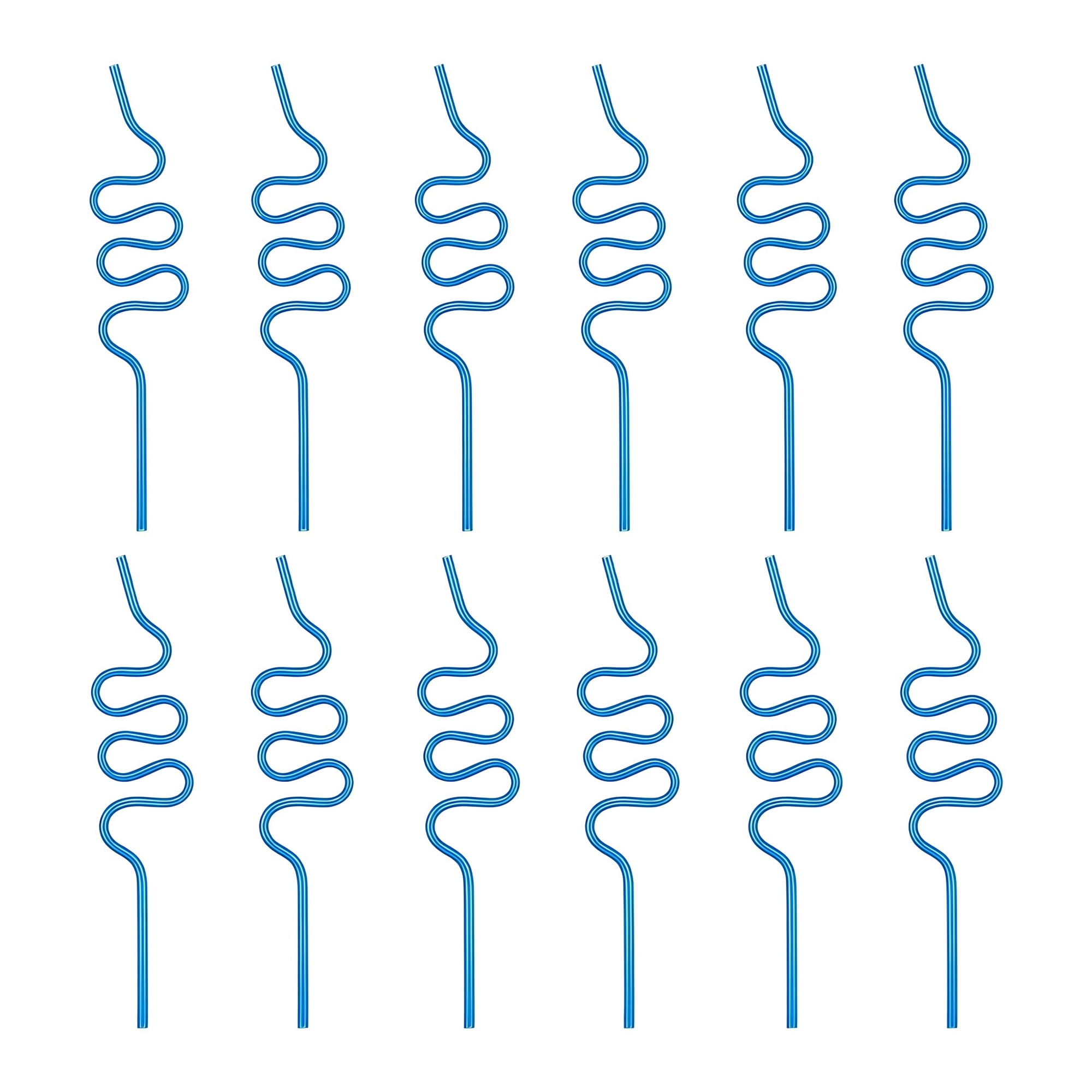 Unique Bargains 12Pcs Plastic Solid Color Long Drinking Straws Royal Blue
