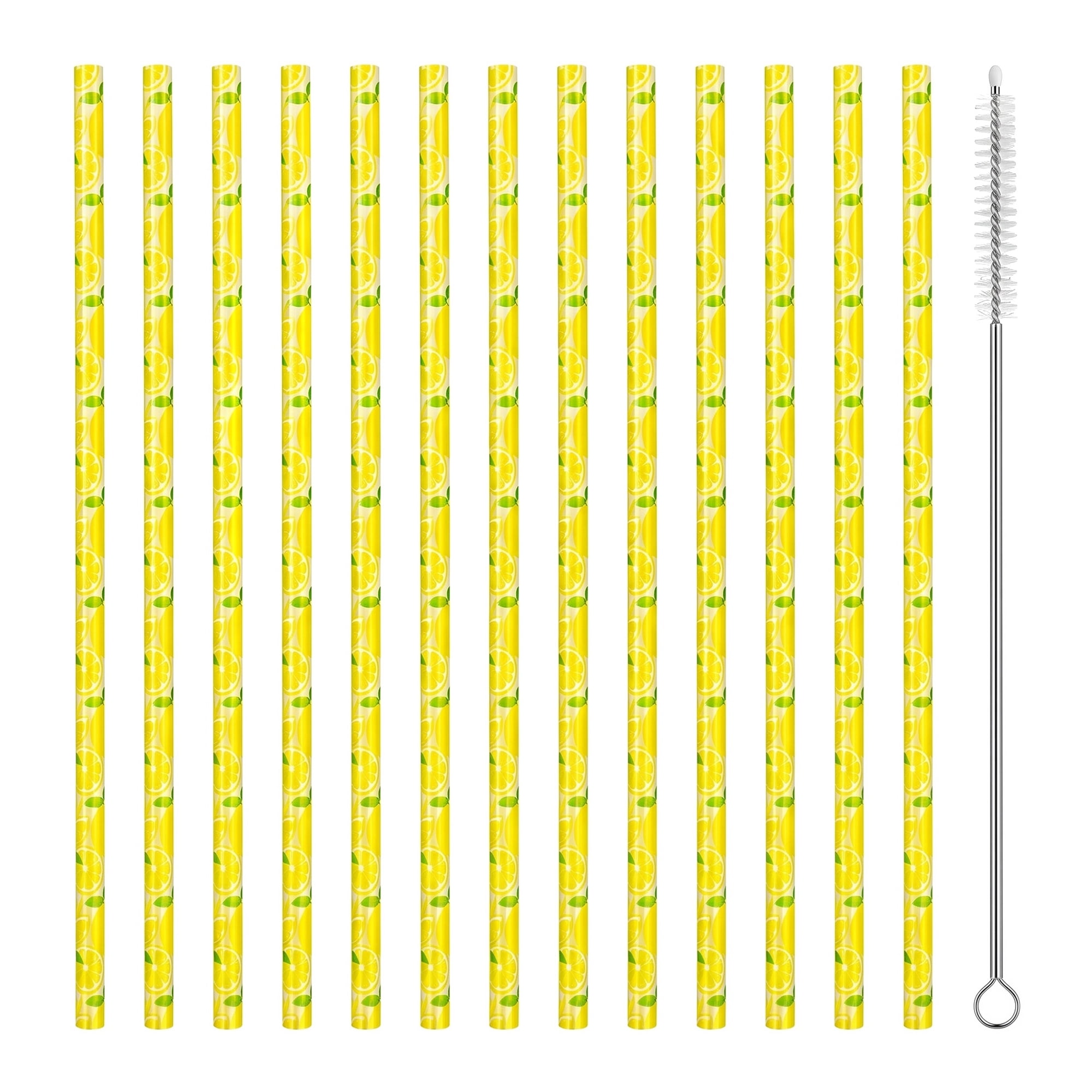 Unique Bargains 12Pcs Reusable Plastic Pattern Dishwasher Safe Straws Color A