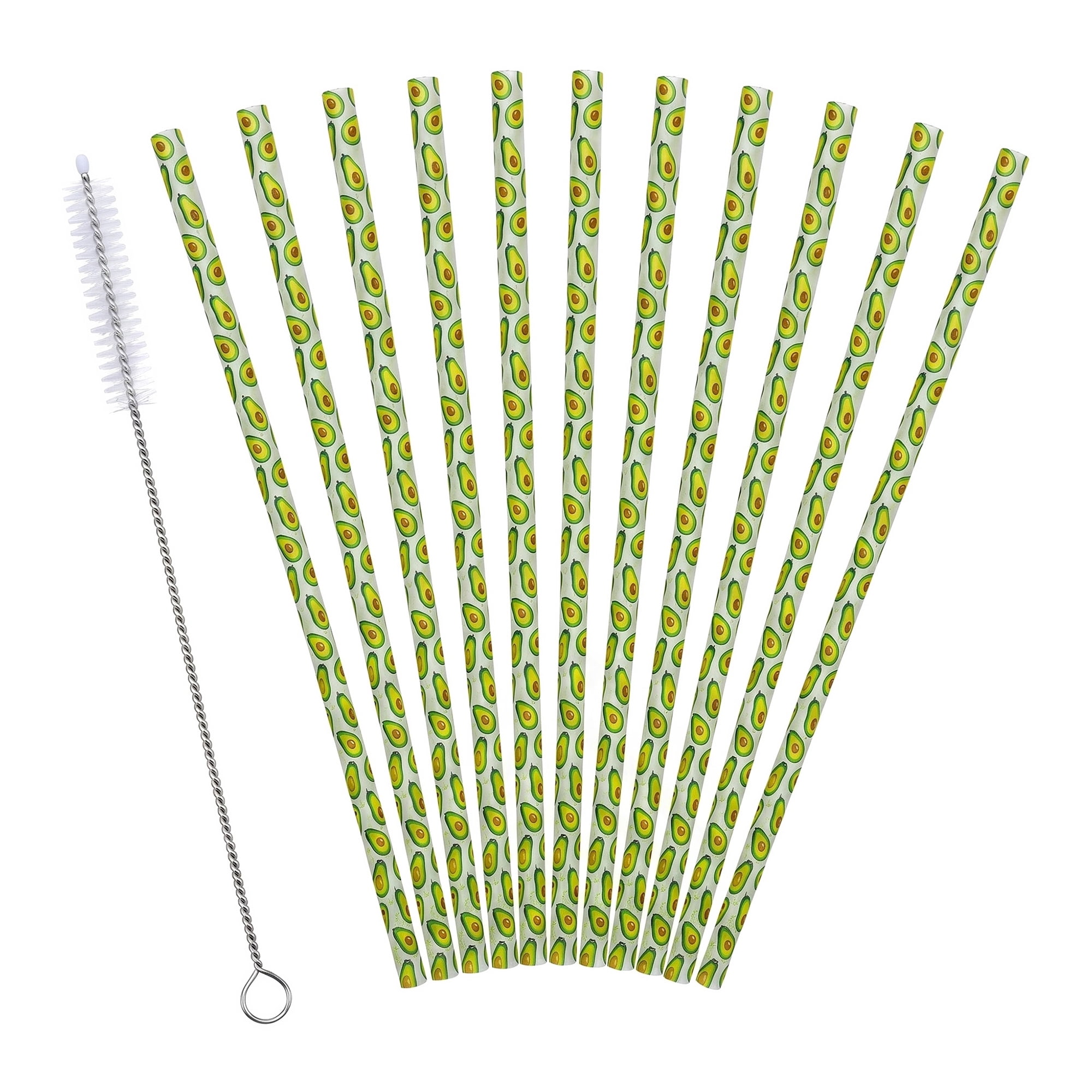 Unique Bargains 12Pcs Reusable Plastic Pattern Dishwasher Safe Straws Color B