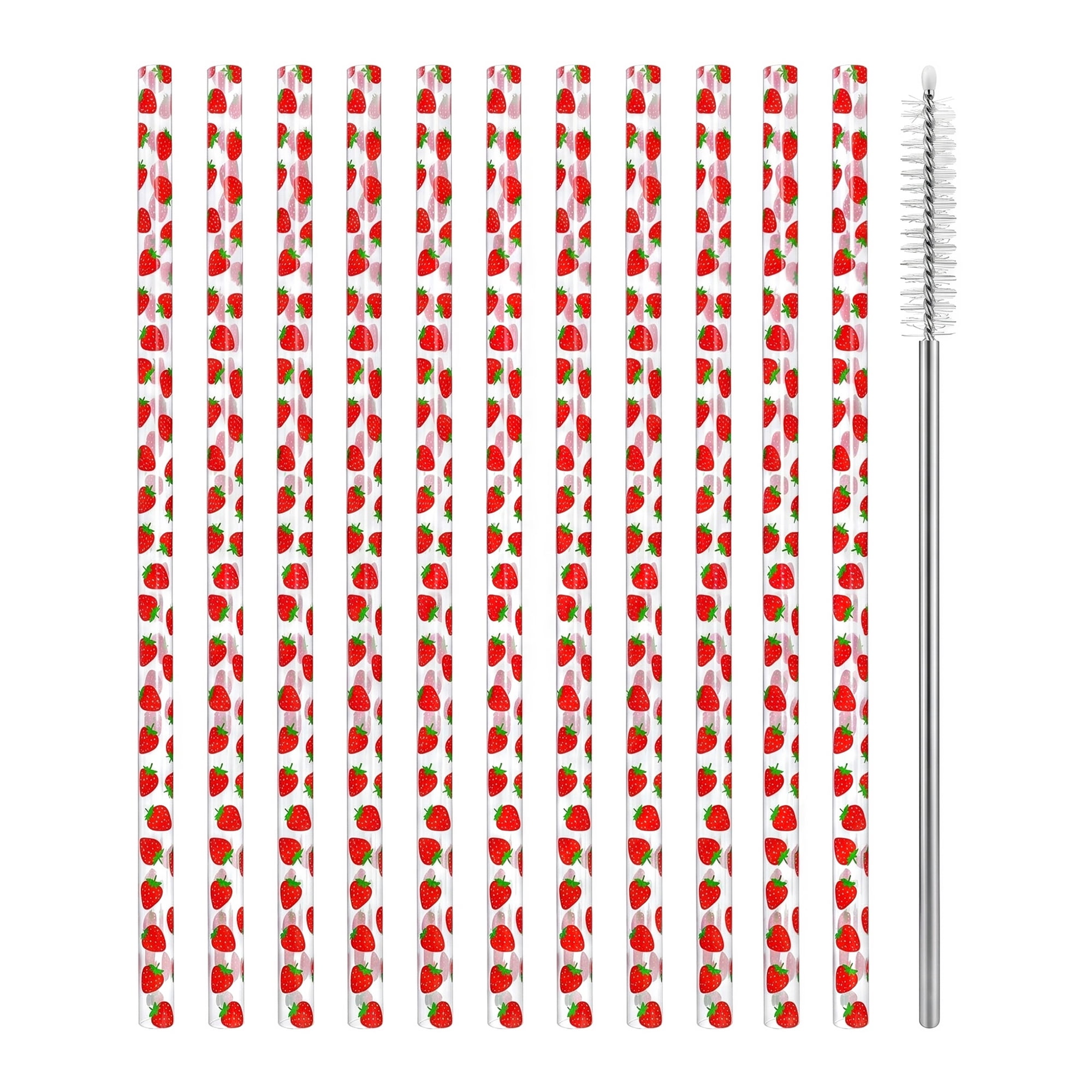 Unique Bargains 12Pcs Reusable Plastic Pattern Dishwasher Safe Straws Color C