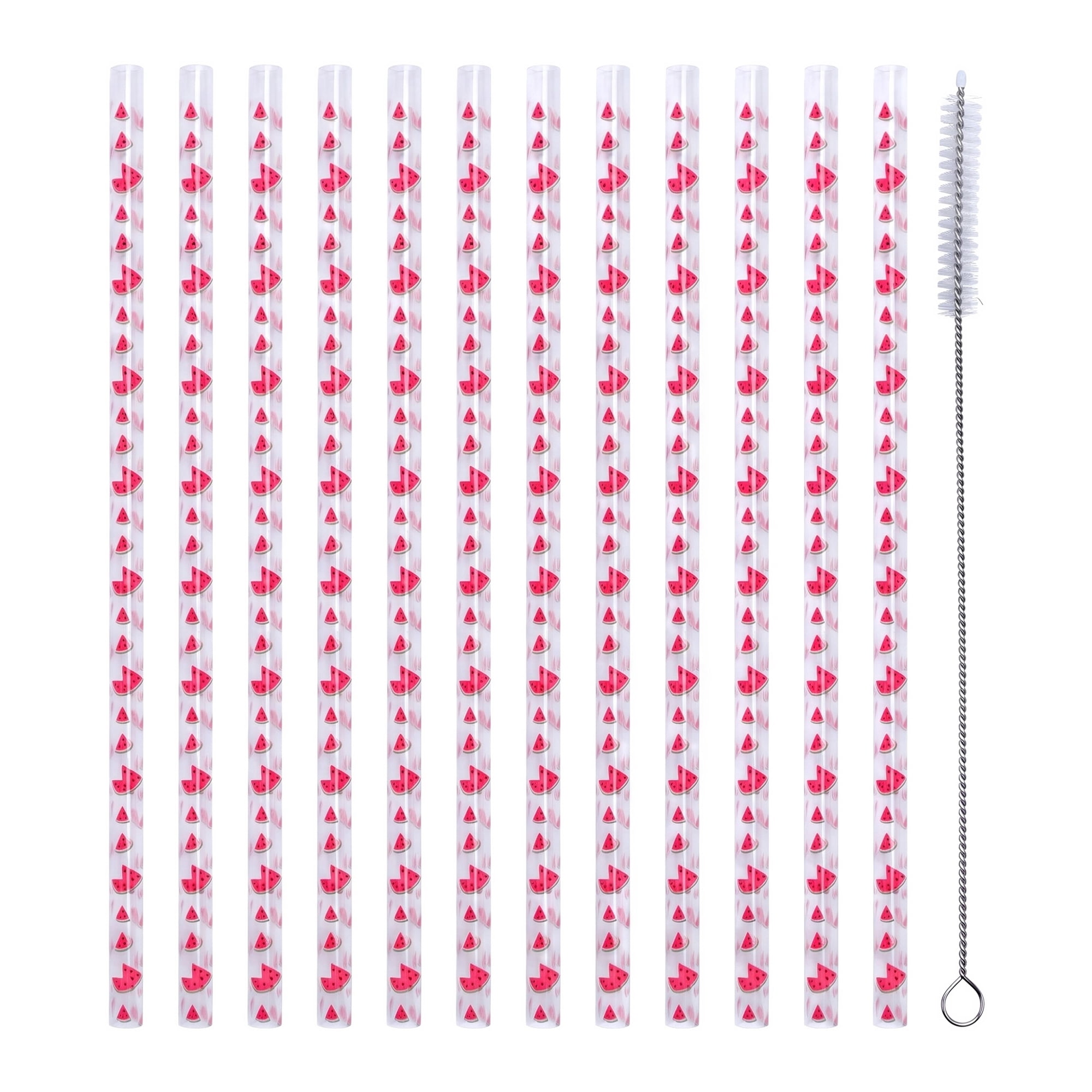 Unique Bargains 12Pcs Reusable Plastic Pattern Dishwasher Safe Straws Color E