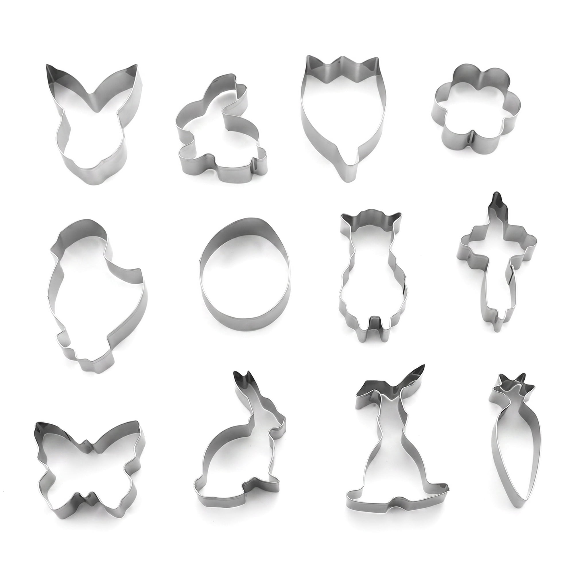 Unique Bargains 12Pcs Stainless Steel Shaped Metal Cookie Cutters Silver-2