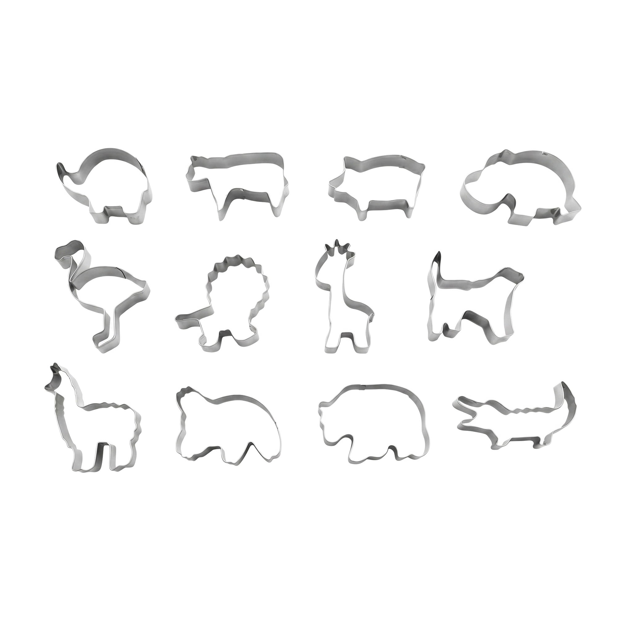 Unique Bargains 12Pcs Stainless Steel Shaped Metal Cookie Cutters Silver-A