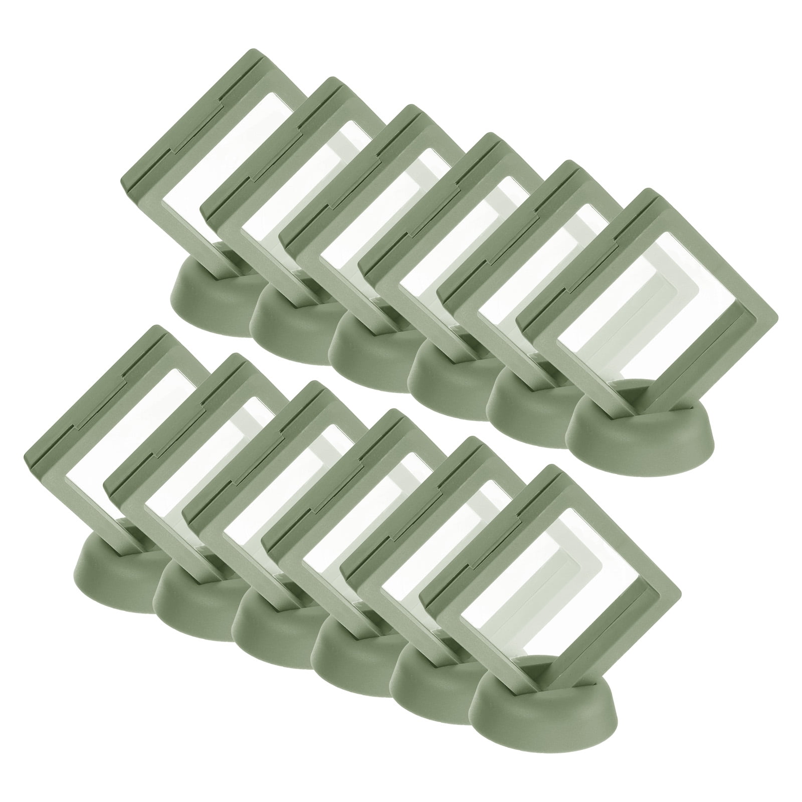 Unique Bargains 12Pcs Transparent Display Case for Jewelry 2.76" x 2.76" x 0.8" Green