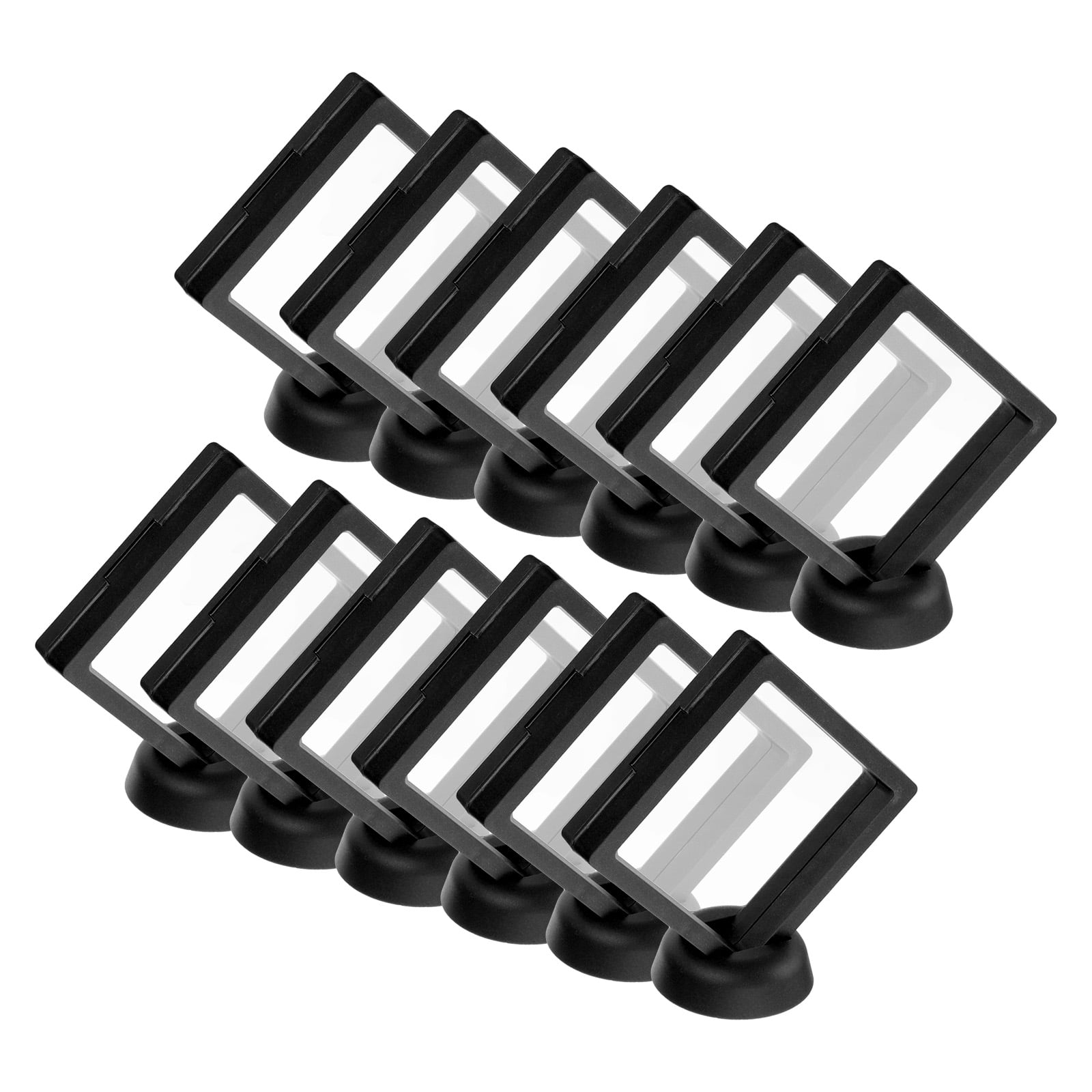 Unique Bargains 12Pcs Transparent Display Case for Jewelry 3.54" x 3.54" x 0.8" Black