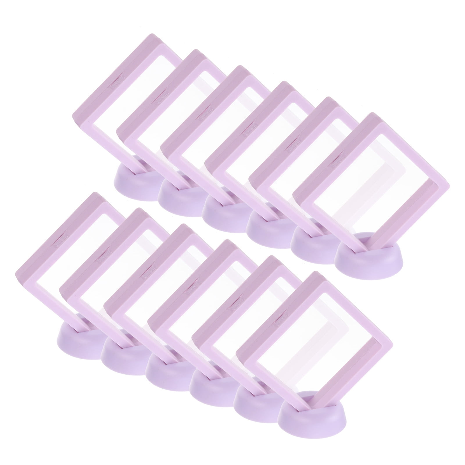 Unique Bargains 12Pcs Transparent Display Case for Jewelry 3.54" x 3.54" x 0.8" Purple