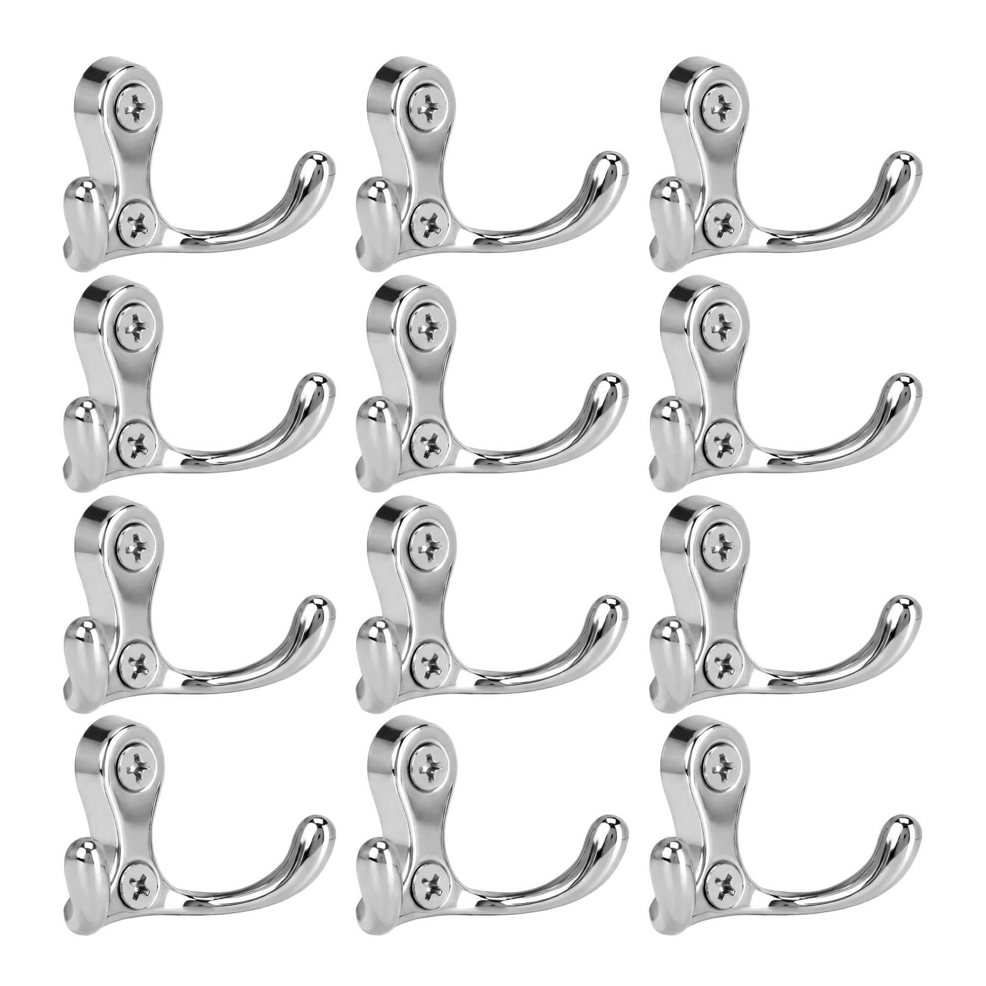 Unique Bargains 12Pcs Utility Hooks Metal Durable Wall Hooks Silver 2.2x1.2inch