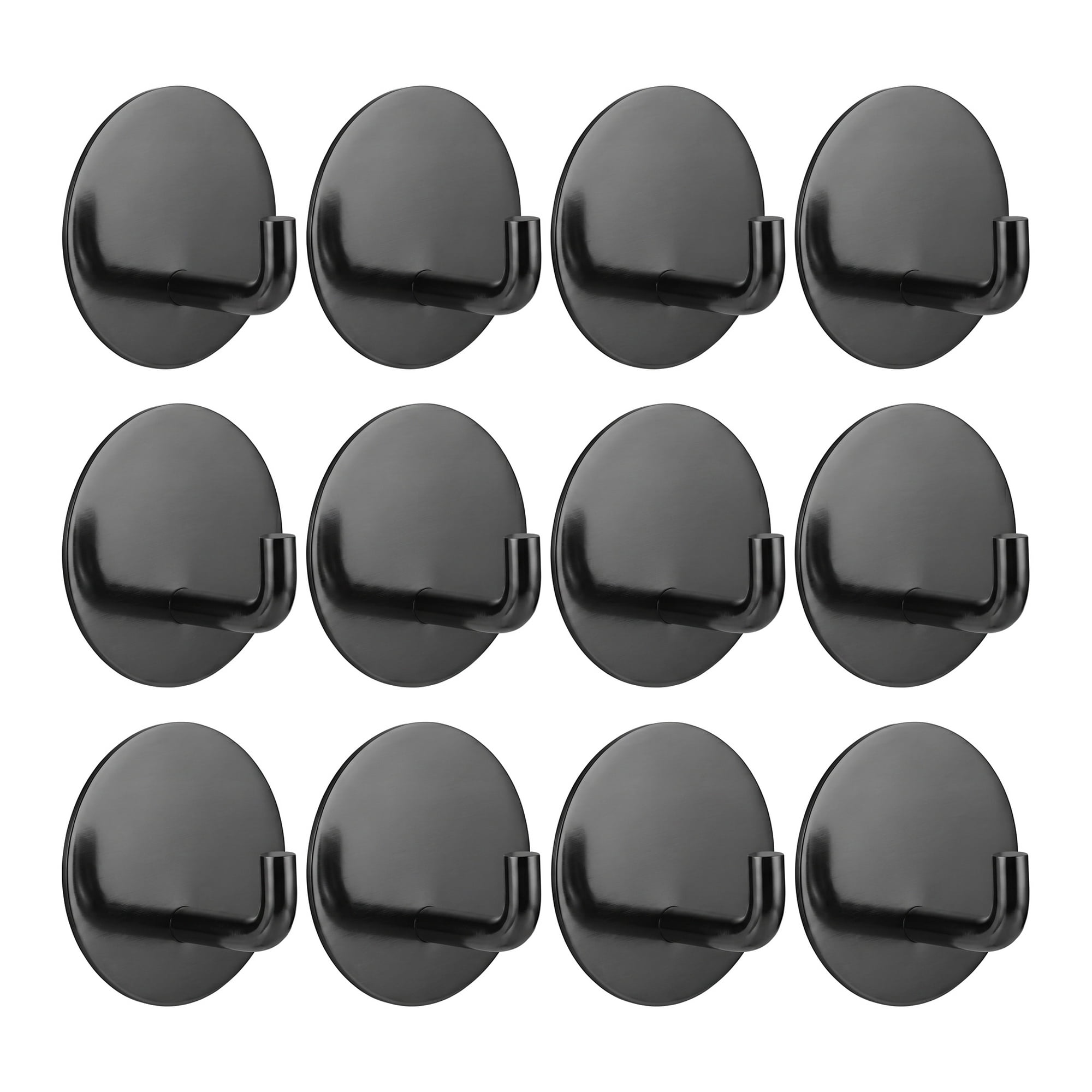 Unique Bargains 12Pcs Utility Hooks Metal Round Durable Wall Hooks Black - Round