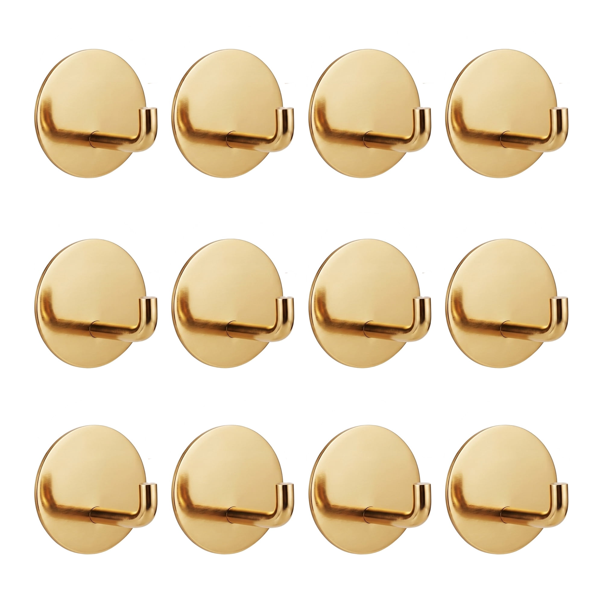 Unique Bargains 12Pcs Utility Hooks Metal Round Durable Wall Hooks Gold - Round