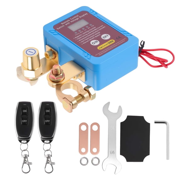 Unique Bargains 12V 250A Remote Battery Disconnect Switch Wireless Kill Switch Anti-Theft Battery Isolator Shut Off Switch with 2 Keys for Car RV Truck Boat ATV UTV Camper