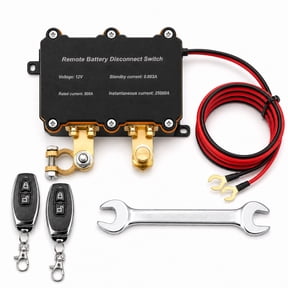 Unique Bargains 12V 500A Battery Disconnect Switch Remote Kill Switch Wireless Anti-Theft Battery Isolator Shut Off Switch with 2 Keys for Car RV Truck Boat ATV UTV Camper