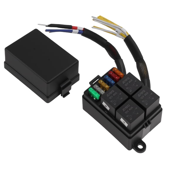 Unique Bargains 12V 6 Way Pre-Wired Fuse Relay Box with 4x 4-Pin 40A Relays & 6x ATC/ATO Fuses, Universal Fuse Relay Block Panel for Cars SUVs Trucks RVs Campers Lights Cooling Fans for LS swaps