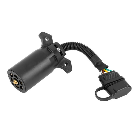 Unique Bargains 12V 7-Way Round To 4-Way Flat RV Electrical Trailer Socket Adapter w/ Cable