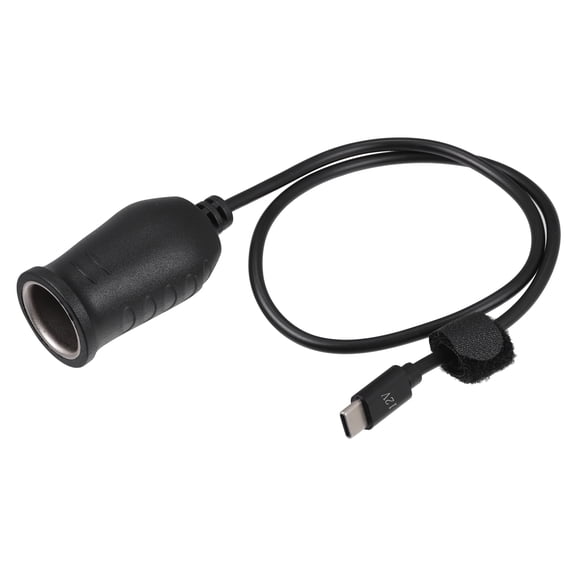 Unique Bargains 12V Cigarette Lighter Adapter USB Type C Converter Cable Black