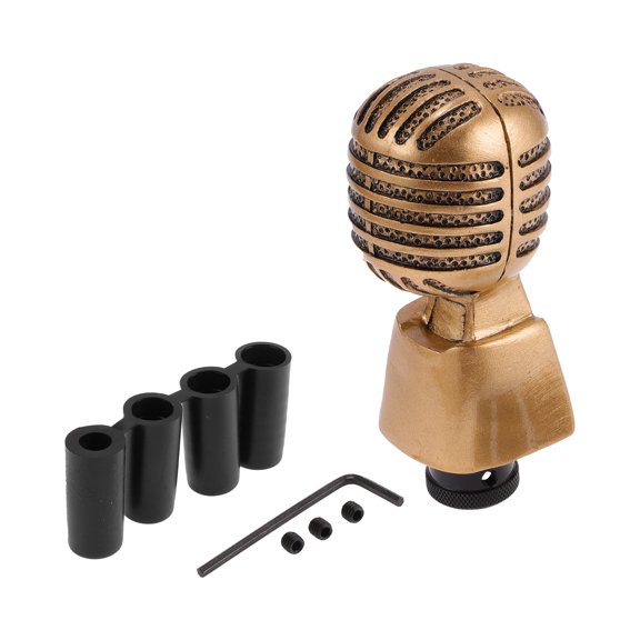 Unique Bargains 12cm Gear Shift Knob Resin Car for Automatic and Manual Vehicle with 4 Adapter Brass Tone 1 Set