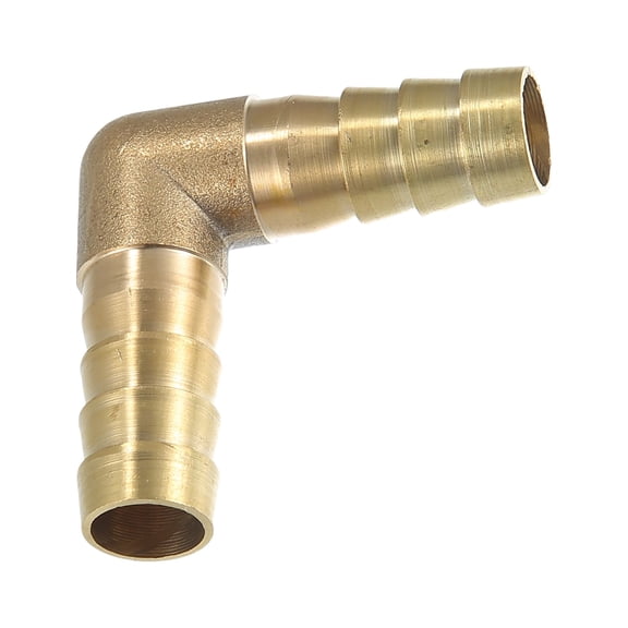 Unique Bargains 12mm 0.47" Brass Car Barb Hose Fitting L Shape 2 Way Connector for Joiner Air Water Fuel Gas
