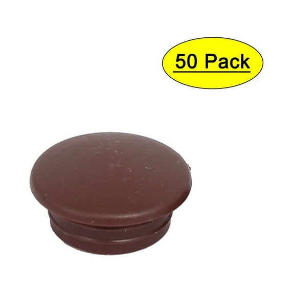 Unique Bargains 12mm Dia Plastic Thread Design Screw Cap Covers Hole Plugs Lids Brown 50Pcs