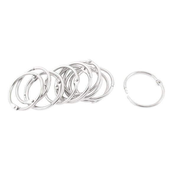 Unique Bargains 12pcs 25mm Inner Dia Book Office Metal Loose Leaf Binder Hinge Snap Ring Keyring