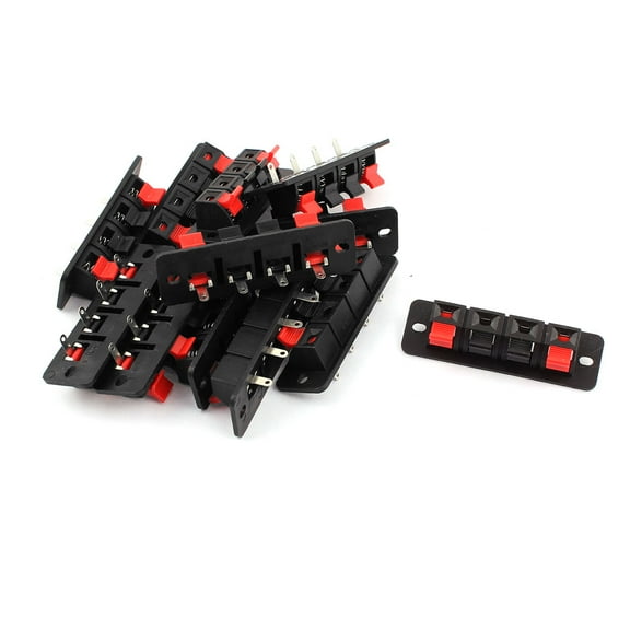 Unique Bargains 12pcs 4 Terminal Spring Loaded Push Audio Stereo Speaker Socket Connector Board