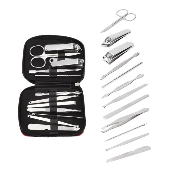 Unique Bargains 12pcs Animal Prints Nail Clipper Set Red Silver Tone