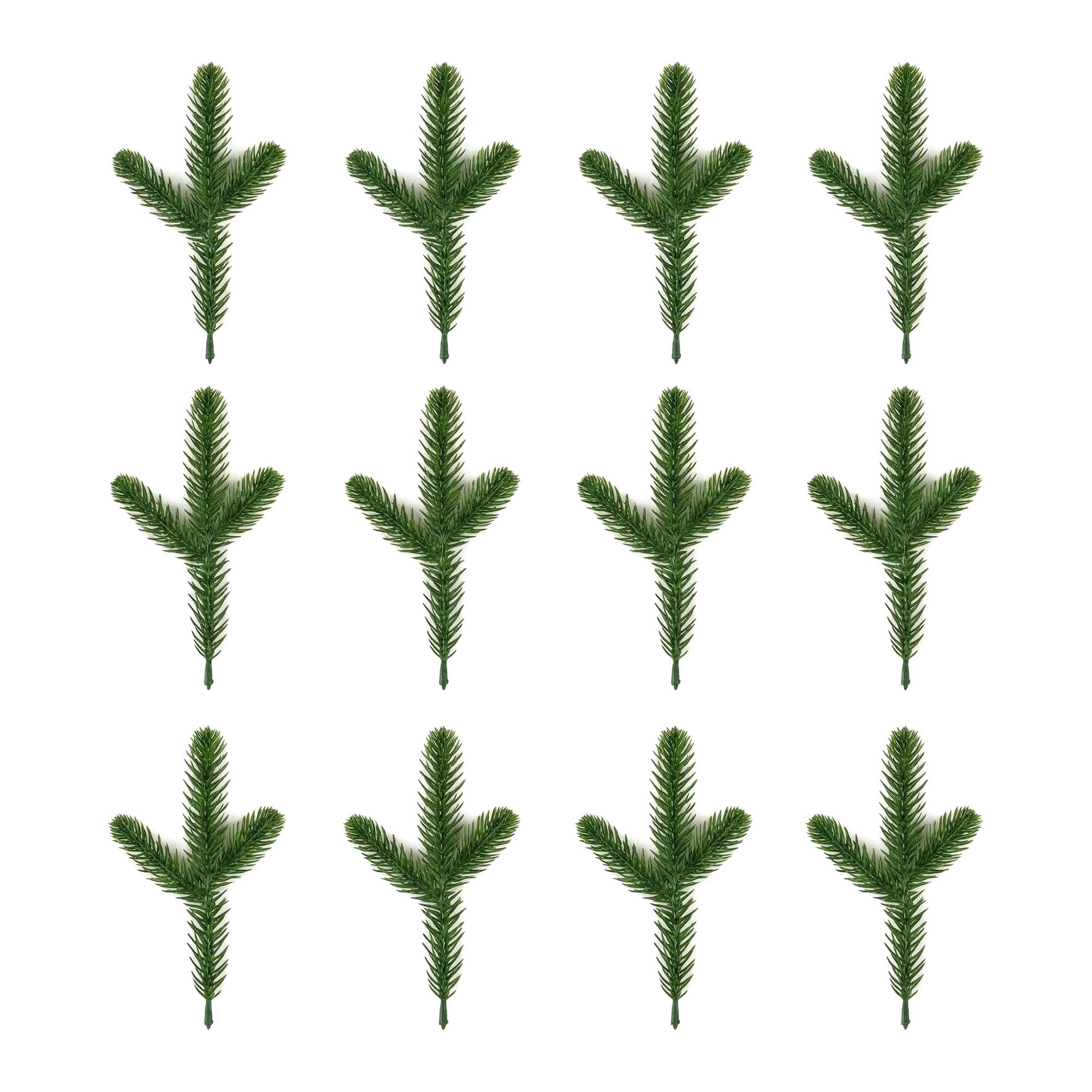 Unique Bargains 12pcs Artificial Fir Pine Branches Green 9.4"