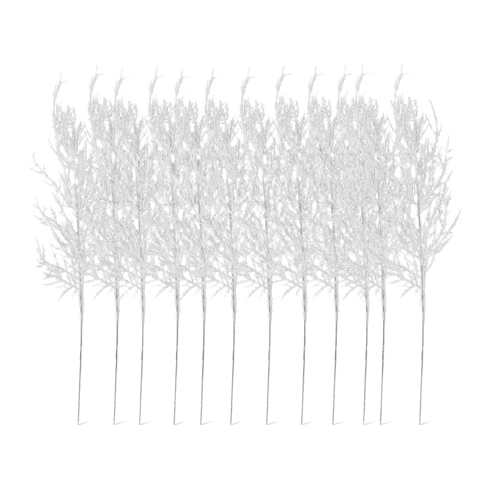 Unique Bargains 12pcs Artificial Pine Branches White 13.8"