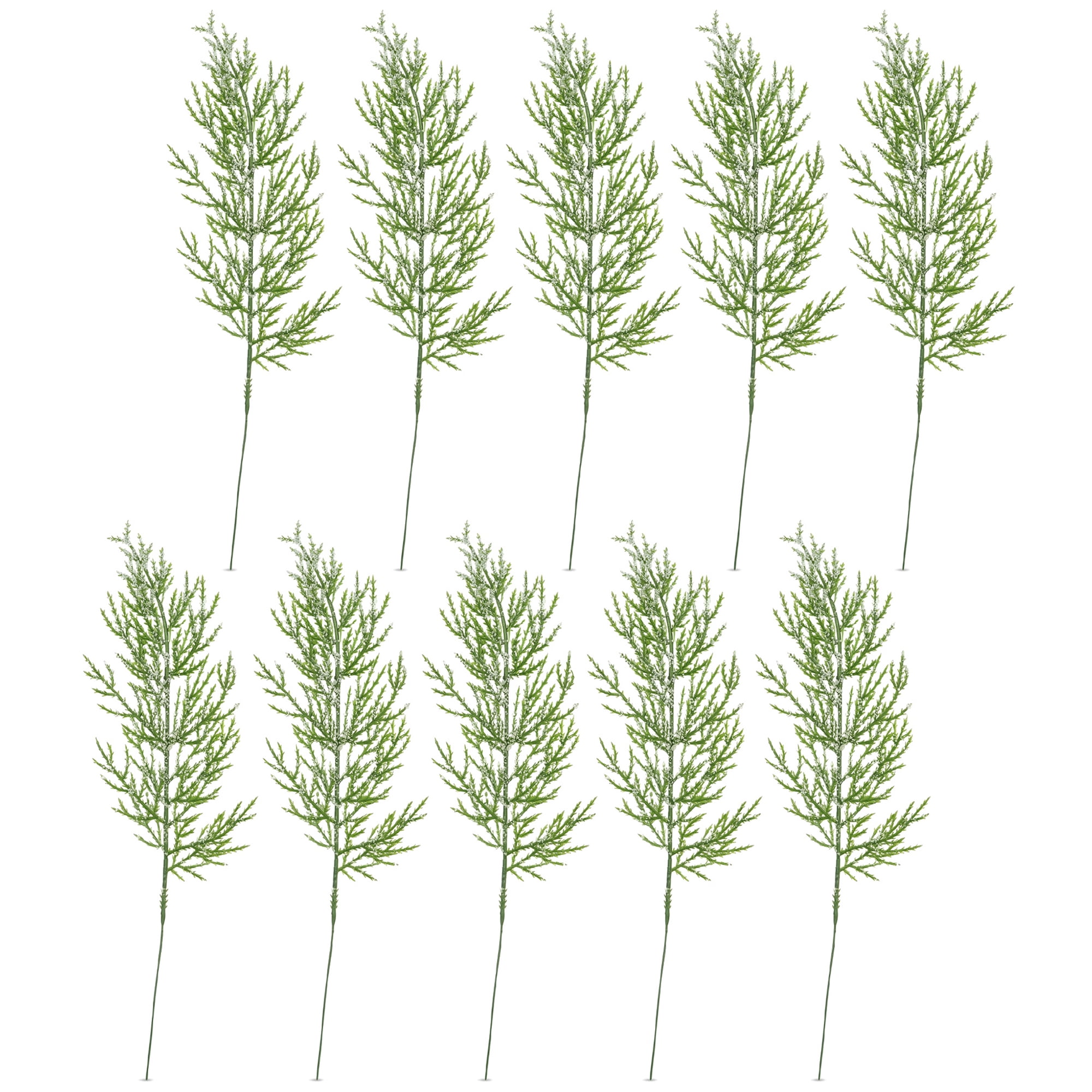 Unique Bargains 12pcs Artificial Pine Branches White-Green 13.8"