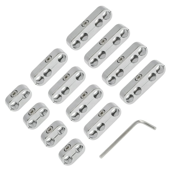 12pcs Engine Spark Plug Separators 7mm 8mm Ignition Wire Separators Holder for Chevrolet for Ford Silver Tone