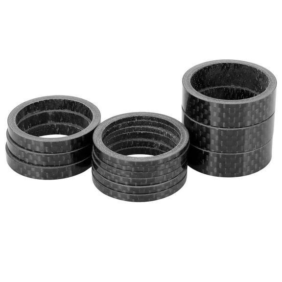 Unique Bargains 12pcs Headset Spacer Matte Black Carbon Fiber Handlebar Stem Spacers Fit 1 1/8" for Bicycle