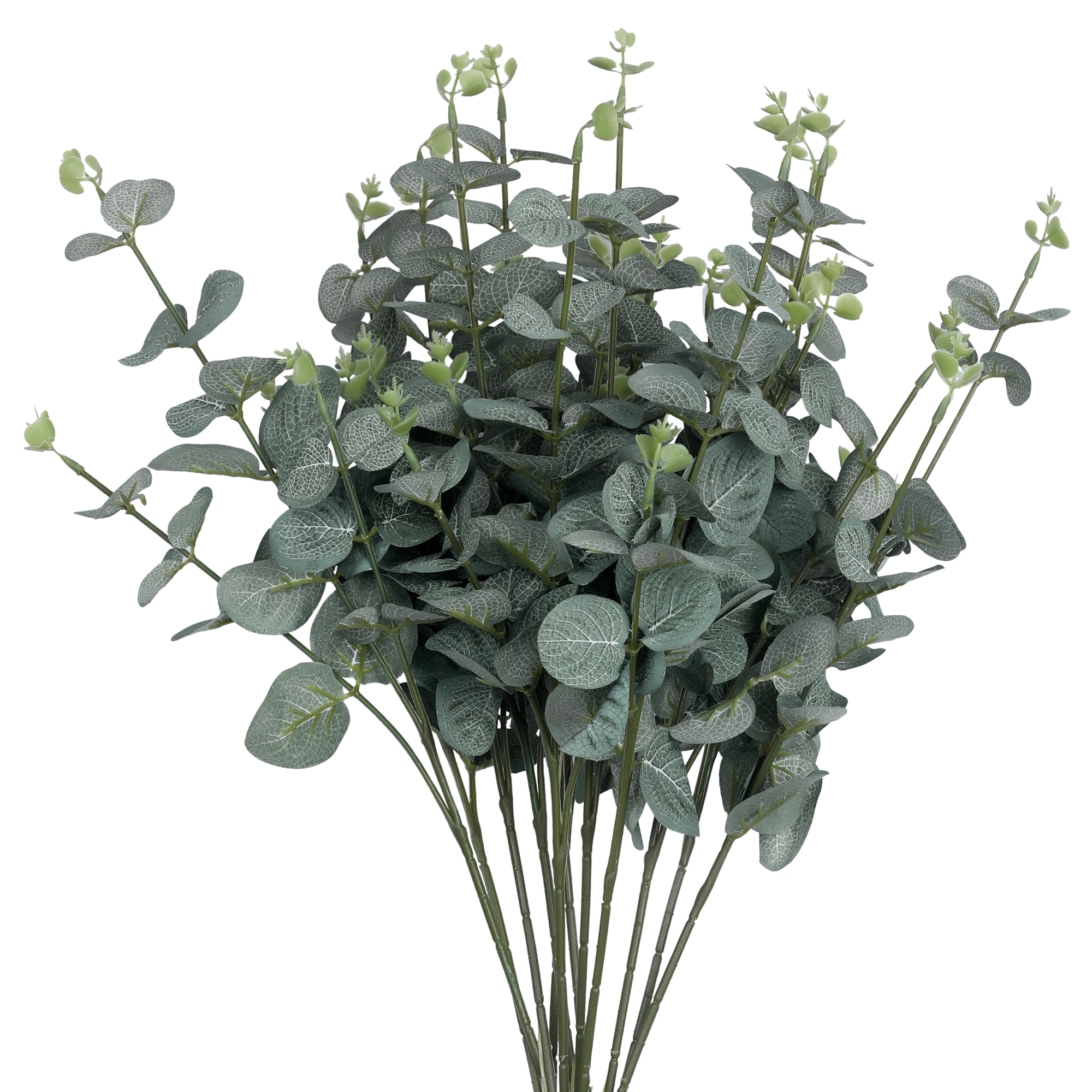 Unique Bargains 12pk Artificial Greenery Stems Faux Trees Leaf Fake Plants Greenery Green