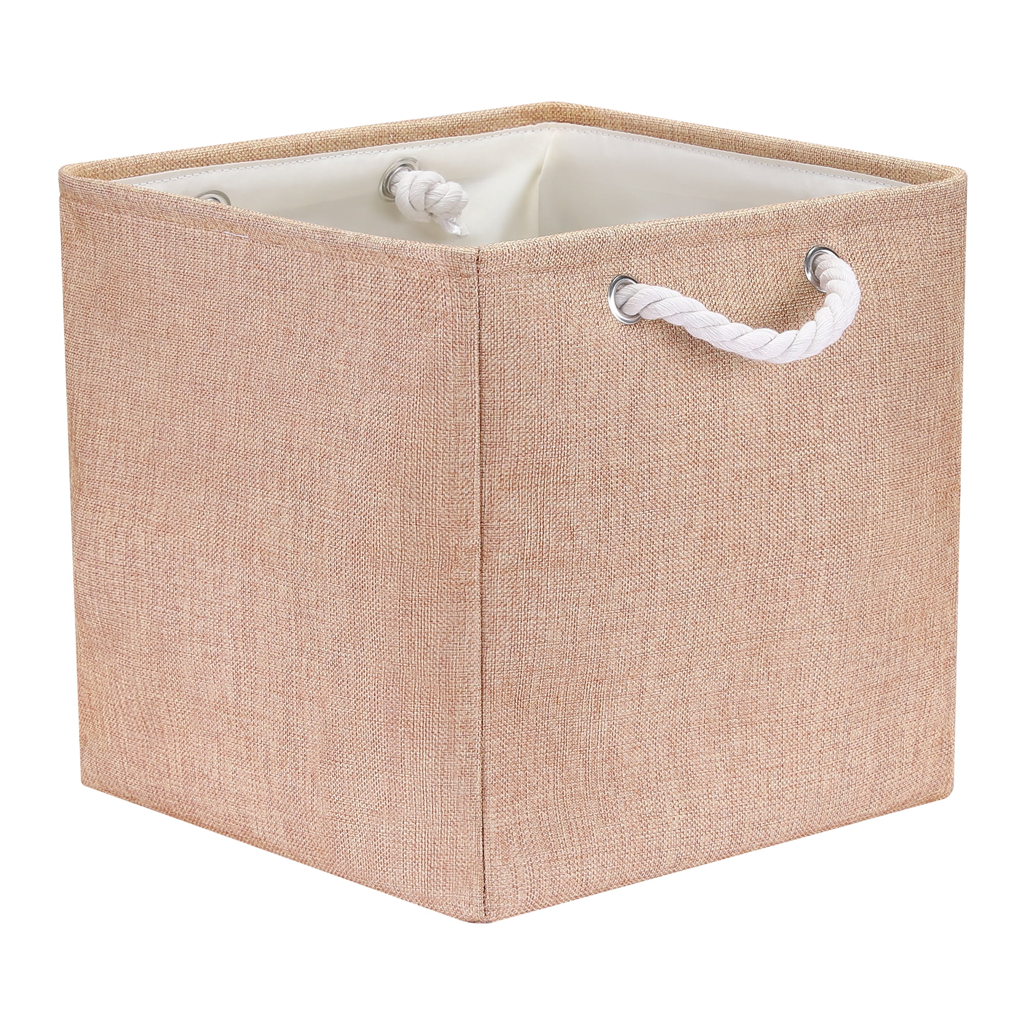 Unique Bargains 13 Inch Square Fabric Collapsible Storage Basket Bin with Handle Brown
