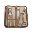 thumbnail image 1 of Unique Bargains 13-piece Set Net Pattern Zippered Bag Nail Clippers Set Brown, 1 of 7
