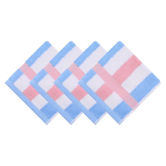 Unique Bargains 13 x 13 Inches Striped Cotton Showering Bathroom Washcloths Pink 4pk