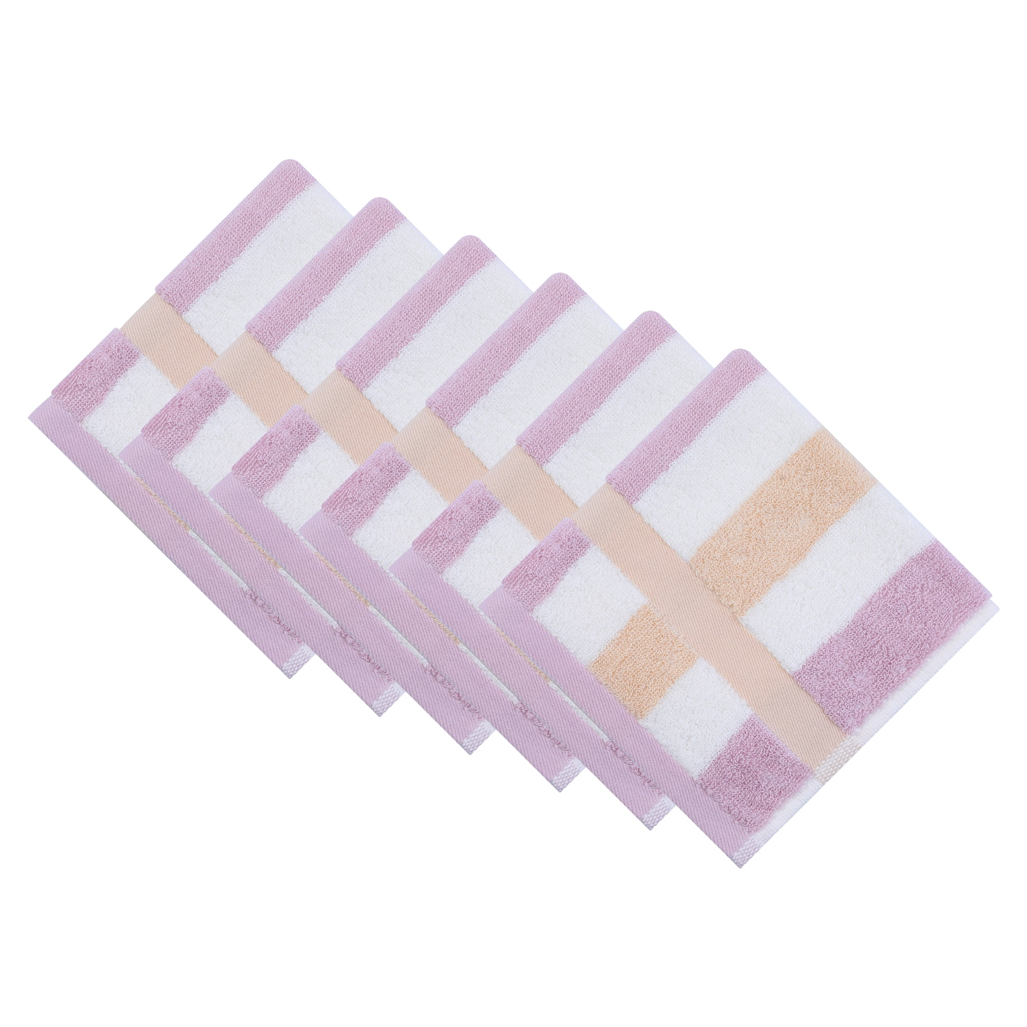 Unique Bargains 13 x 13 Inches Striped Cotton Showering Bathroom Washcloths Purple 6pk