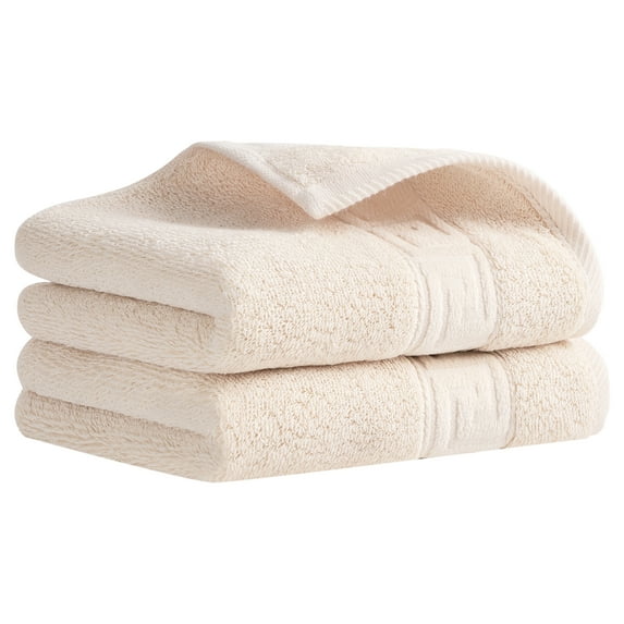 Unique Bargains 13" x 29" Solid Soft Absorbent Hand Towel Beige 2-Piece